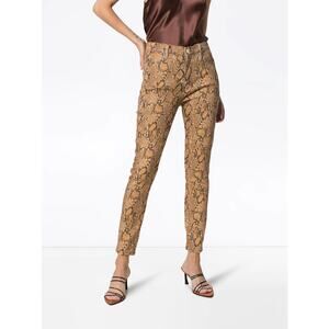 Frame NWT Le High Skinny Crop Snake Print Coated Jeans Size 24